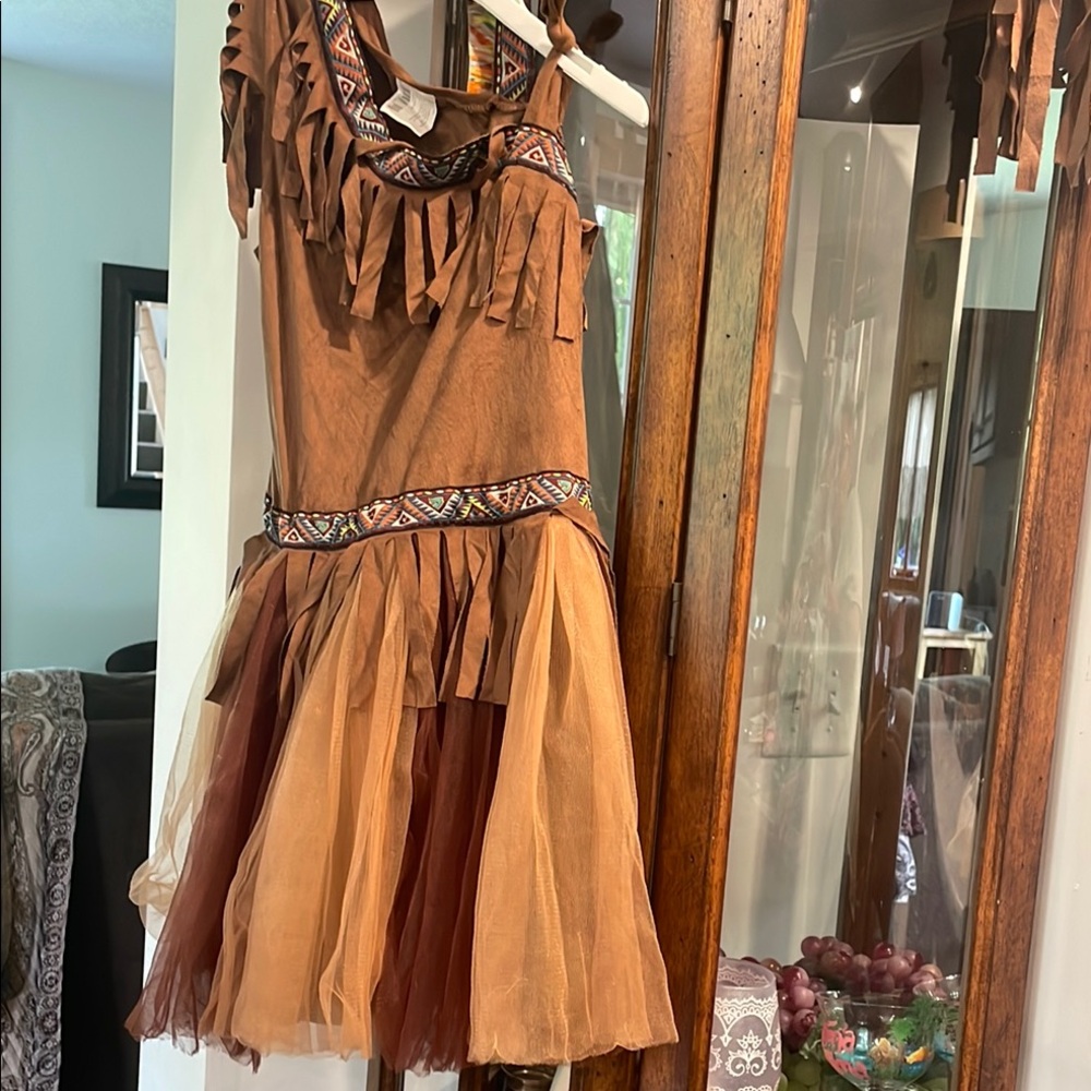 Brown Fringe Kids Dress